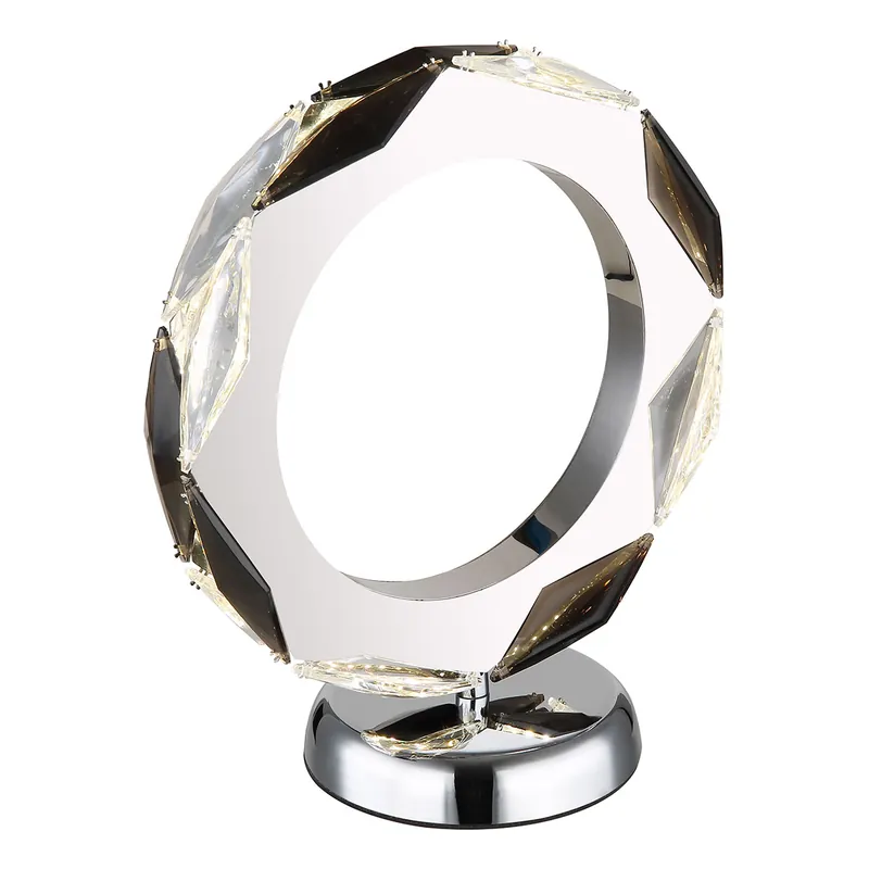 Ringvormige tafellamp chroom/rookgrijs acrylkristal Globo Karilion Koopje