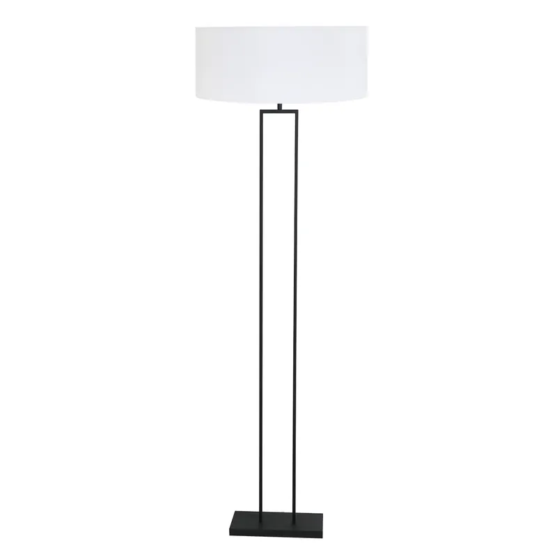 Industriële vloerlamp zwart met witte kap Steinhauer Stang Nu Kopen