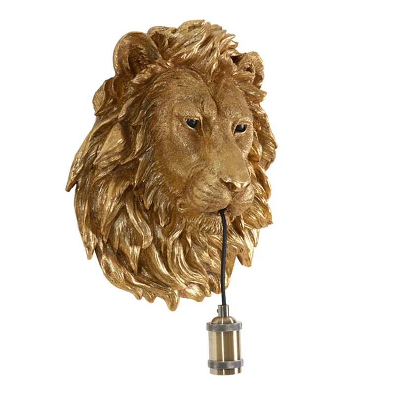 Klassieke gouden wandlamp leeuwenkop Light & Living Lion Handgemaakt