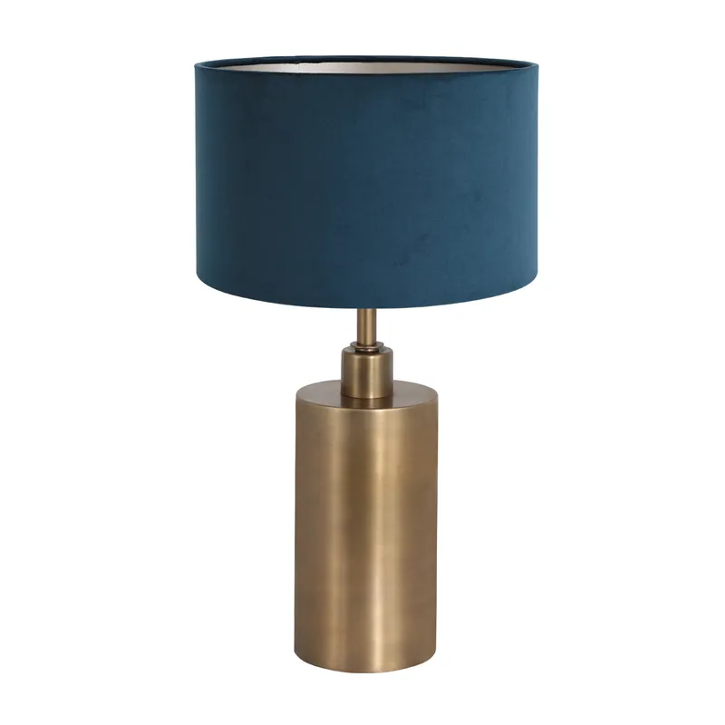 Koop Online Klassieke metalen lampenvoet met blauwe kap Steinhauer Brass