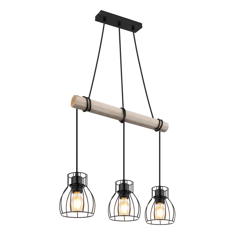 Landelijke metalen hanglamp zwart Globo Mina Trendy