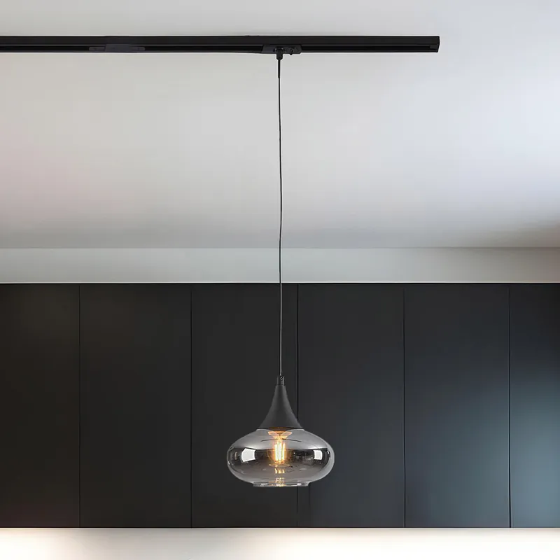 1-fase rail hanglamp met smoke glas - Nill Gecertificeerd