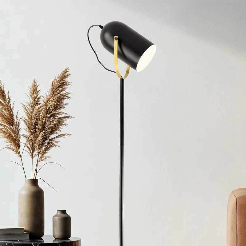 Industriële vloerlamp zwart - Oslo Handgemaakt