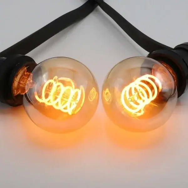 Beperkte Voorraad Prikkabel set met 5W spiraal lamp, 1800K, amber glas, Ø60 - excl. dimmer