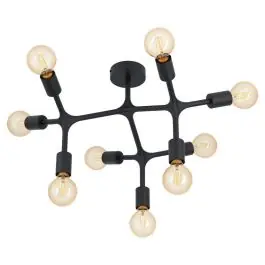 Zwarte industriële plafonniere, Anjana, staal | Lampgigant.nl Koop Online