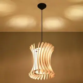 Landelijke hanglamp Goran, bruin, hout | Lampgigant.nl Origineel