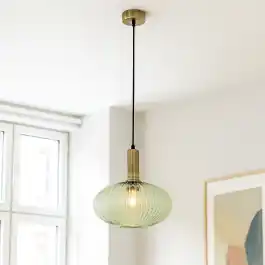 Rechtstreeks Van De Fabrikant Retro hanglamp groen, Charlois | Lampgigant.nl