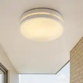 Kunststof buiten plafondlamp met bewegingssensor wit, James, IP54 | Lampgigant.nl Hete Deal