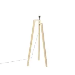 Vloerlamp tripod hout zonder kap - Puros | QAZQA Koopje