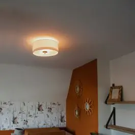 Landelijke plafondlamp wit/crème 30 cm - Drum Jute | QAZQA Luxe