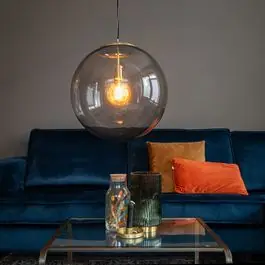 +Moderne hanglamp messing met smoke glas 50 cm - Ball | QAZQA Snelle Levering
