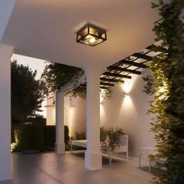 Industriële plafondlamp zwart IP44 2-lichts - Charlois | QAZQA Exclusief