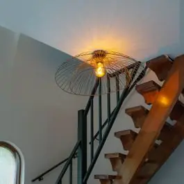 Ambachtelijk Design plafondlamp brons met dubbele kap 45cm - Pua | QAZQA