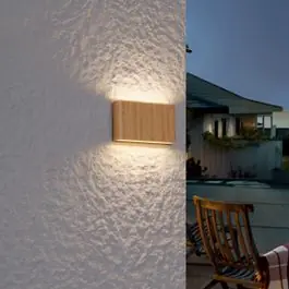 Scandinavische buiten wandlamp hout print 17,5cm incl. LED IP65 - Batt | QAZQA Koopje