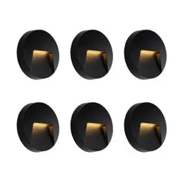 Set van 6 buiten wandlampen zwart rond incl. LED IP65 - Gem | QAZQA Direct Beschikbaar