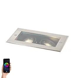 Korting Smart grondspot staal 2-lichts verstelbaar IP65 incl. 2 GU10 50mm - Oneon | QAZQA