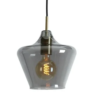 2968912 – Hanglamp Ø22×21 cm SOLLY antiek brons+smoke glas Direct Verzonden