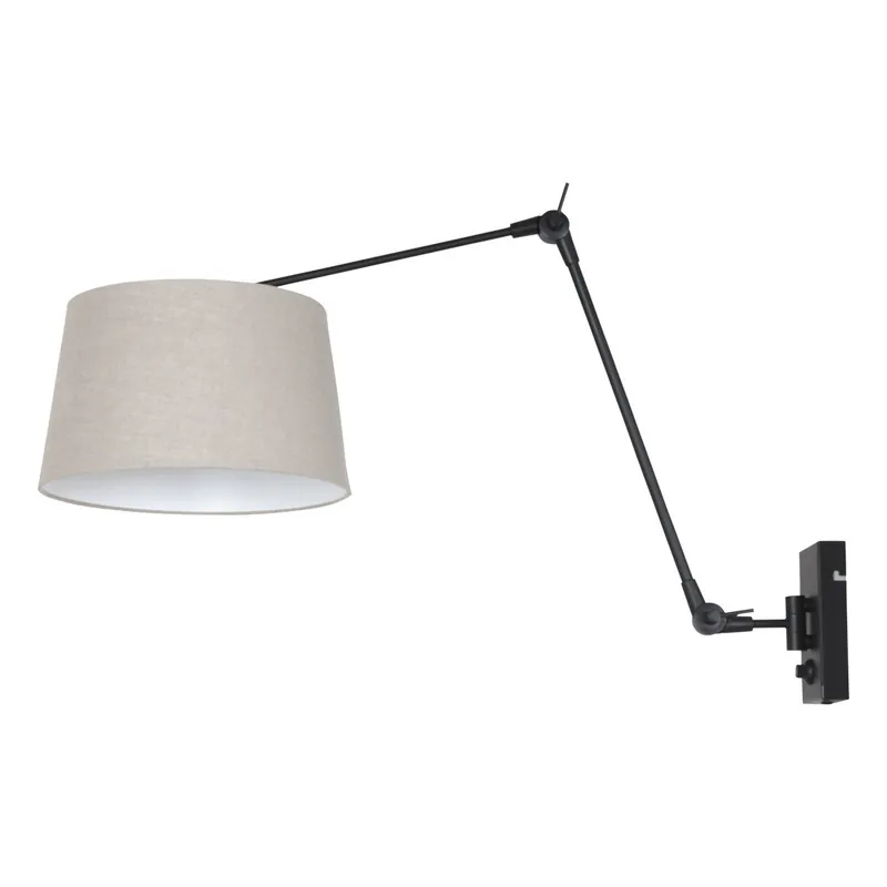 Beperkte Voorraad Wandlamp Prestige Chic 8188ZW met grijs linnen kap