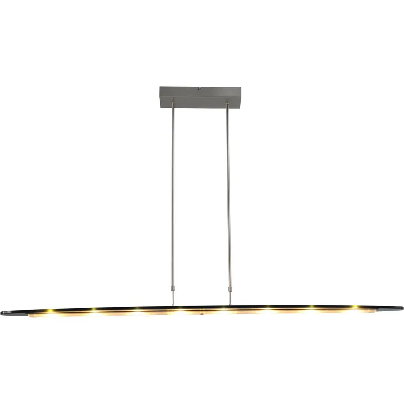 Ambachtelijk Hanglamp Vigo 2 nickel black glass oval 140cm dim to warm