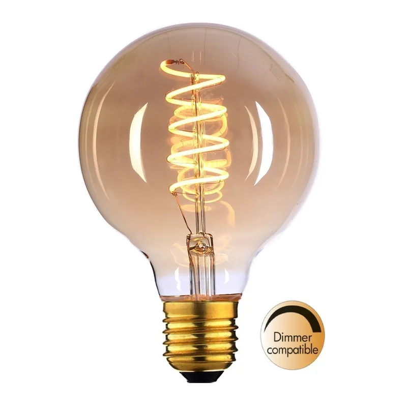 Veilige Betaling Led 9w Globe 125mm Goud e27 Spiraal 650LM