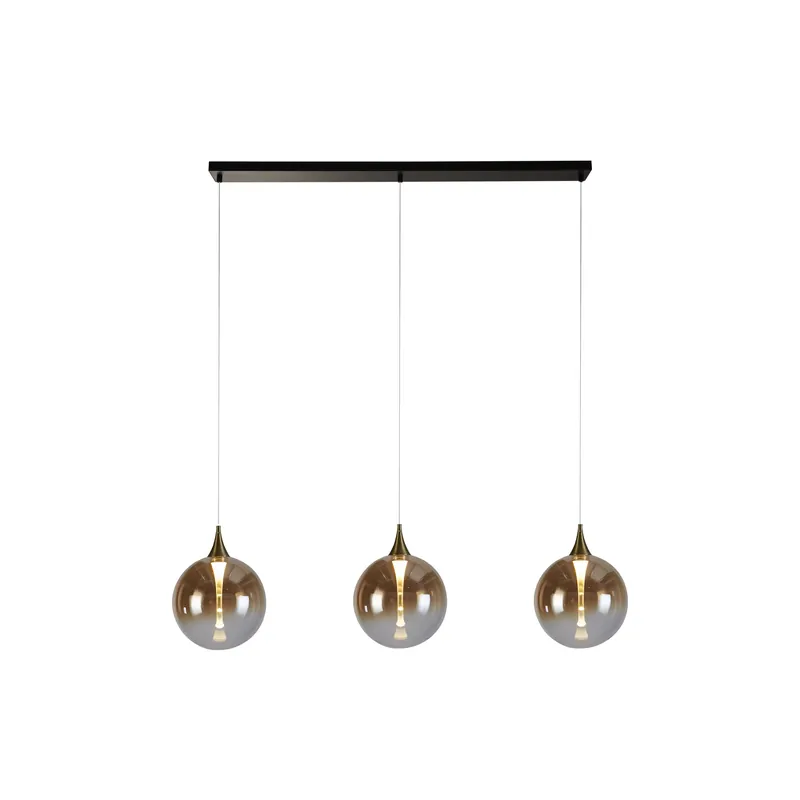 Alchemy 3-lichts hanglamp Zwart Metaal en Amber Glas Merkproduct