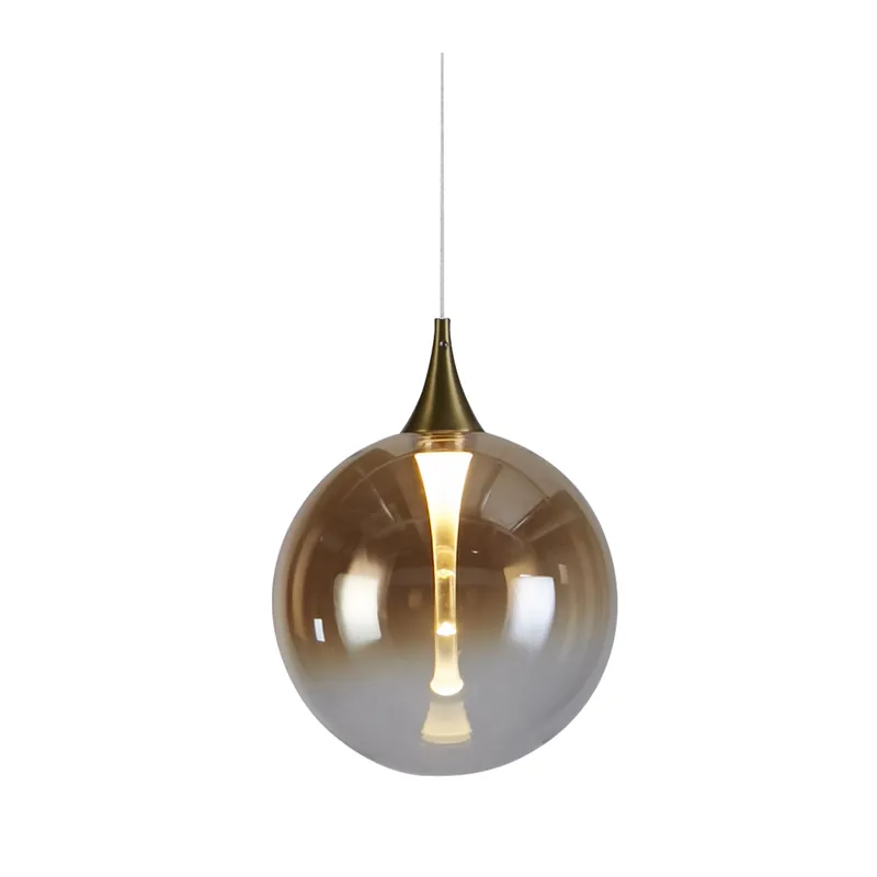 Alchemy LED hanglamp – Zwart metaal en amberglas Must-Have